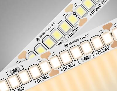Светодиодная лента GS3401 2835 240Led/ 20W m/ 24V IP20 3000K/ 5000*10*1.2mm/ кратность резки 25mm (2 конт.)
