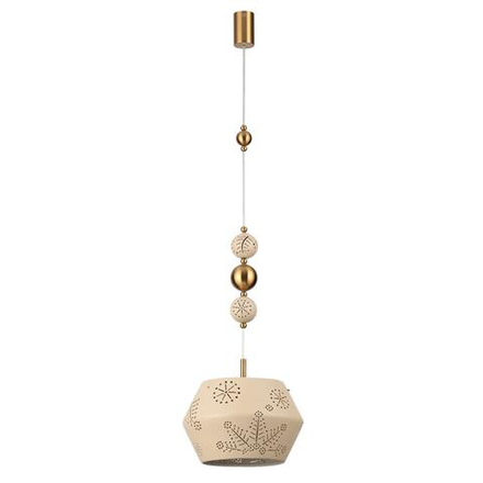 5444/1A PENDANT ODL_EX26 031 бежевый/античная бронза/металл/керамика Подвес E27 1*40W KARELIA