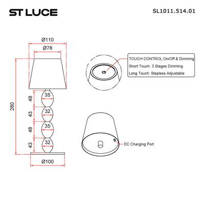 SL1011.514.01 Прикроватная лампа ST-Luce Белый, Золотистый/Белый LED 1*3W 3000-6000K