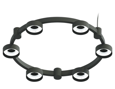 Корпус светильника Techno Ring подвесной для насадок Ø85мм C9232/6 SBK черный песок D550*70.5mm GX53/6