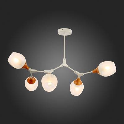 SLE113502-05 Люстра потолочная Белый, Светлое дерево/Белый E27 5*60W