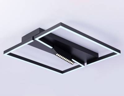 Потолочный светодиодный светильник FL51466/1+1 BK черный 85W 3000K-6400K+4200K 600*600*110 (ПДУ РАДИО 2.4G)