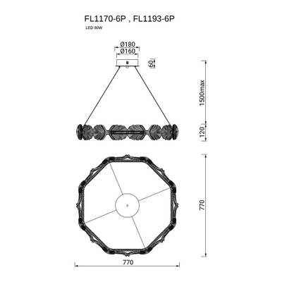 Люстра подвесная Pianta FL1170-6P, LED