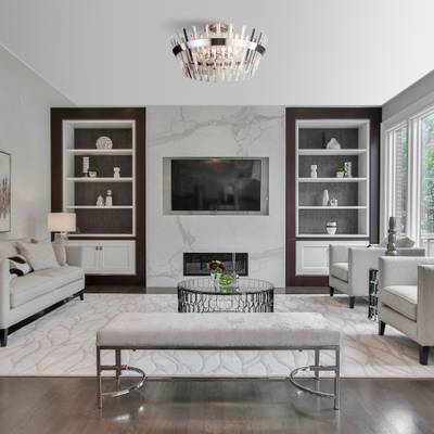 Умный потолочный светильник с хрусталем 10111/8 сатин-никель/прозрачный хрусталь Strotskis