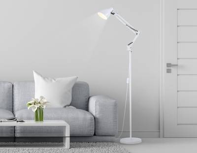 Светильник напольный с выключателем на проводе TR97641 WH белый E27 max 40W  D120*1750