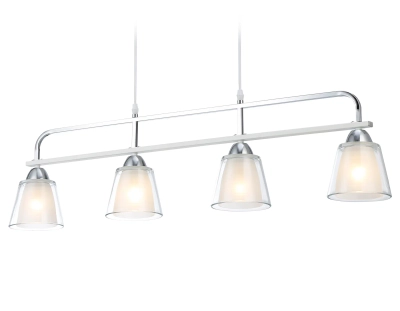 Светильник подвесной TR303242/4 WH/CH/CL/FR белый/хром/прозрачный/белый матовый E27*4 max 60W 870*120*780