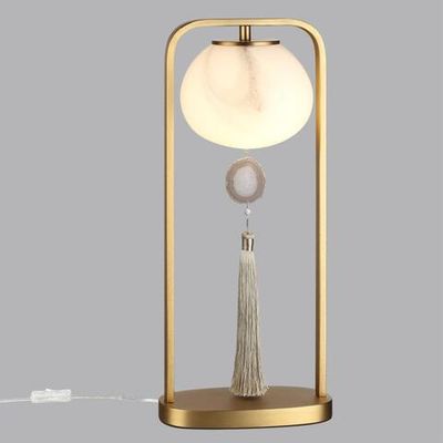 5432/1T MODERN ODL_EX26 золотой(под латунь)/стекло/кисточка/агат Настольная лампа E14 1*40W FIOLENT