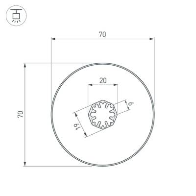 Профиль SL-ROUND-D70-360deg-2000 ANOD (Arlight, Алюминий)