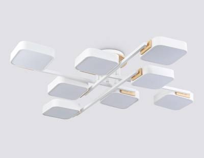 Светильник светодиодный подвесной FL4888/8 WH/WD белый/дерево 144W 3000-6000K  960*960*160 (без ПДУ)