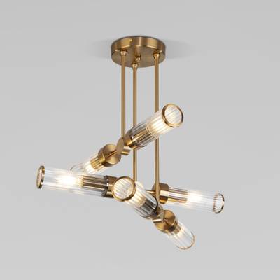 Умный потолочный светильник со стеклянными плафонами 60166/6 латунь