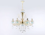 Подвесная люстра с хрусталем TR4923/6 GD/WH/BL золото/белый/голубой E14*6 max 40W D600*620