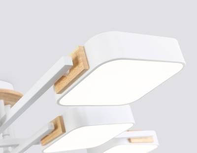 Светильник светодиодный подвесной FL4888/8 WH/WD белый/дерево 144W 3000-6000K  960*960*160 (без ПДУ)