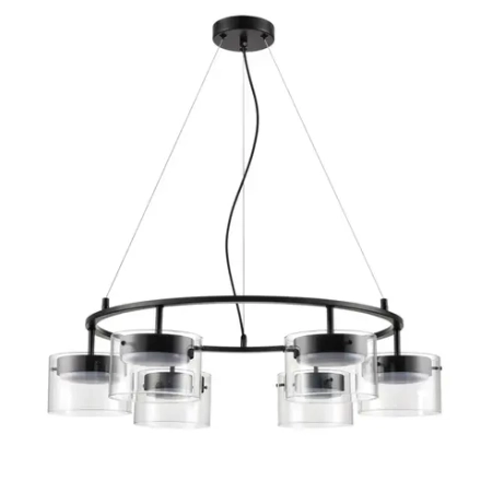 8232/6 COMFI LN26 230 черный/прозрачный, металл/стекло Светильник подвесной LED GX70 6*10W 220V NATALINA