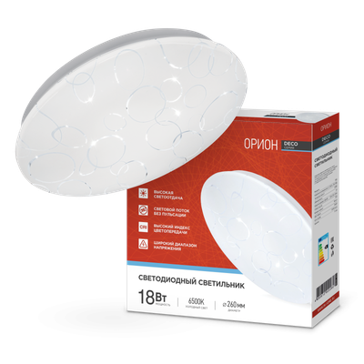 Светильник светодиодный DECO ОРИОН 18Вт 6500К 1620лм 230В 260х55мм IN HOME 4690612022260