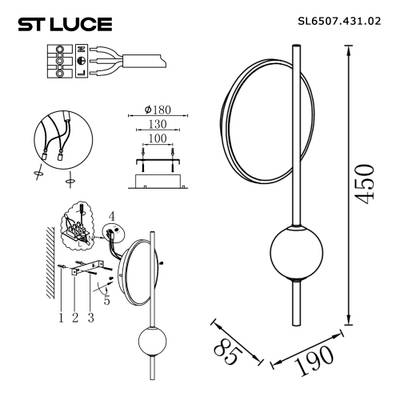 SL6507.431.02 Светильник настенный ST-Luce Шампань, Черный/Белый LED 1+1*9+4W 4000K