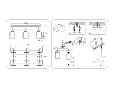 Светильник потолочный TR3033247/6 WH/WD белый/дерево E27/6 max 60W 580*340*245