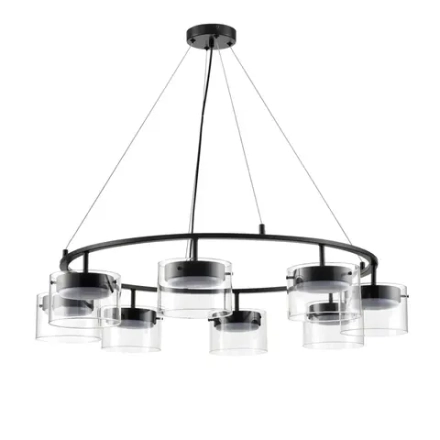 8232/8 COMFI LN26 230 черный/прозрачный, металл/стекло Светильник подвесной LED GX70 8*10W 220V NATALINA