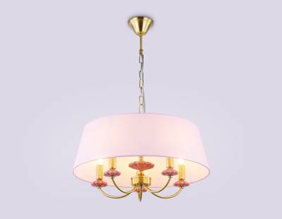 Светильник подвесной LH75021/5 GD/PI золото/розовый E14/5 max 40W D550*730