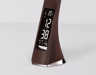 Светодиодная настольная лампа с дисплеем DE510 BR коричневый LED 3000-6400K 6W+LCD 2W