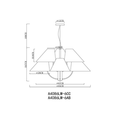 Подвесная люстра Arte Lamp RONDO A4086LM-6AB, 6хE14