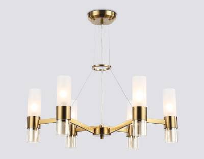 Светильник подвесной LH55114/6 BS/FR/TI латунь/белый матовый/янтарь E14*6 max 40W D650*1080