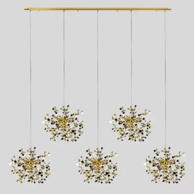 L5PL721132 Подвес пятерной линейный EXTRA 5x3x5W(led) G9  (721132 - 5 + 572162 -1) ЗОЛОТО Lightstar