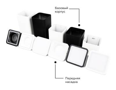 Насадка передняя для корпуса светильника с размером отверстия 70*70mm N7751 SBK/FR черный песок/белый матовый 70*70*H40mm Out15mm MR16