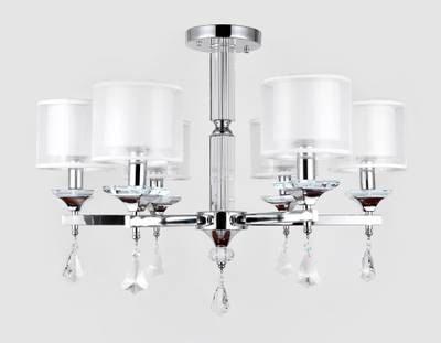 Подвесная люстра с хрусталем TR4533/6 CH/WH хром/белый E14/6 max 40W D700*560