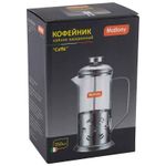 Чайник/кофейник (кофе-пресс) Caffe, 350 мл, из жаропр стекла, в корпусе из нерж стали, B535-350ML