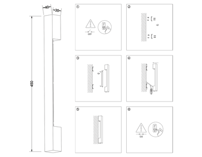 Светильник светодиодный настенный FW4411 SWH белый песок LED 4200K 6W 450*40*35