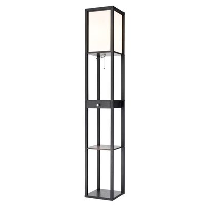 8092/1F COMFI LN26 460 черный/белый, дерево/текстиль Торшер Е27 1*60W 220V PRACTIC