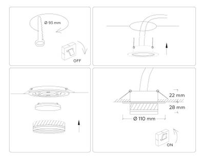 Светильник встраиваемый TN5219 BK черный GX53 D110*50