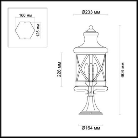 4045/3B NATURE ODL18 751 черный/зол.патина Уличный светильник на столб IP44 E14 3*60W 220V SATION