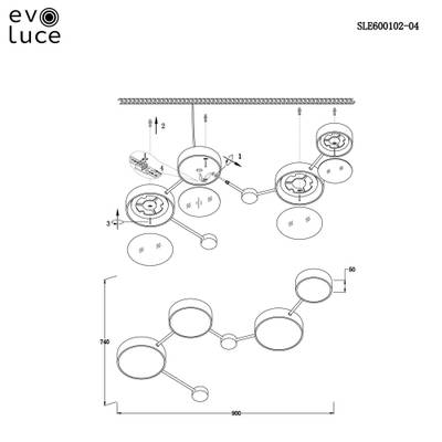 SLE600102-04 Светильник потолочный Золотистый, Светлое дерево/Белый, Серый LED 4*16,5W 4000K