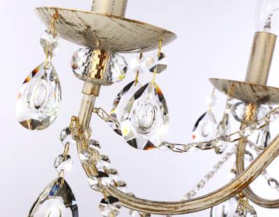 Подвесная люстра с хрусталем TR4944/5 WH/GD/CL белый/золото/прозрачный E14/5 max 40W D605*565