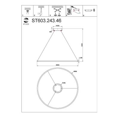 ST603.243.46 Светильник подвесной ST-Luce Золотистый/Белый LED 1*46W 4000K