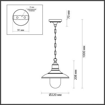4965/1 NATURE ODL22 713 черный/стекло Ландшафтный подвес E27 1*60W IP44 CAMPA