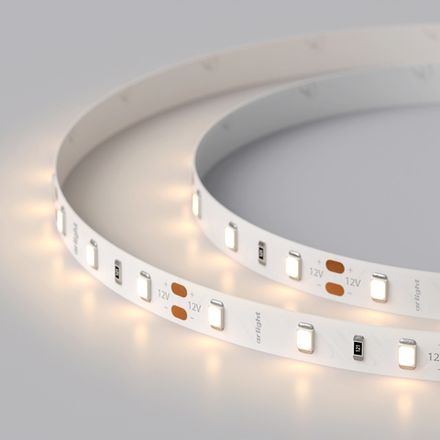 Светодиодная лента RT-A60-8mm 12V Warm3000 (7.2 W/m, IP20, 2835, 5m) (Arlight, Открытый)