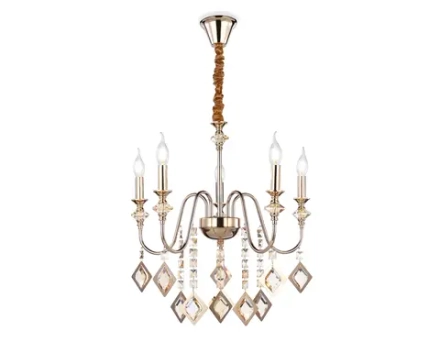 Подвесная люстра с хрусталем TR4955/5 FGD/TI золото/янтарь E14*5 max 40W D560*595