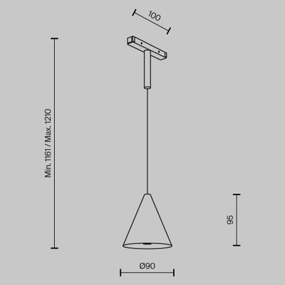 Трековый подвесной светильник Коно / Cono Basity 3000K/6000K 5Вт 36°, TR182-1-5WTW-M-B. TM Maytoni