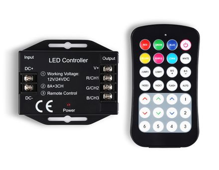Контроллер для светодиодных лент RGB с радио пультом 2.4G 24A 12V 288W/ 24V 576W GS11351 (CR2025)