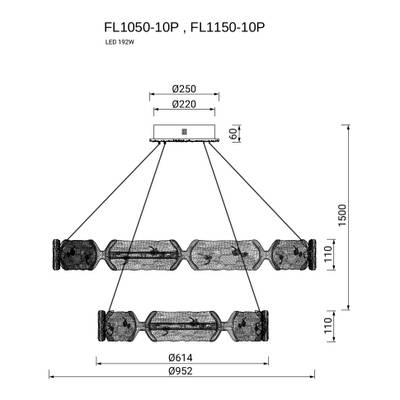 Люстра подвесная Epico Gold FL1050-10P, LED