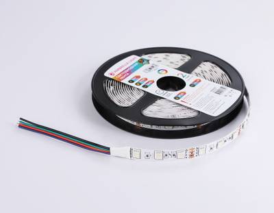 Светодиодная лента RGB GS2202 5050 60Led/ 14.4 m/ 12V IP20 RGB/ 5000*10*1.87mm/ кратность резки 50mm (4 конт.)