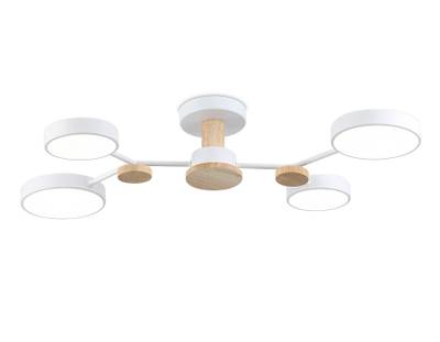 Светильник светодиодный подвесной FL4858/4 WH/WD белый/дерево 60W 3000-6000K 700*400*120  (без ПДУ)