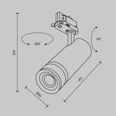 Трековый светильник Focus Zoom Trinity 2700K 20Вт 15-60°, TR198-3-20W2.7K-Z-W. TM Maytoni