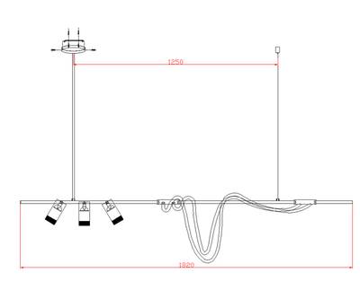 08039-180A,19 Подвес диммируемый Кайли черный L182 h120 Led 2*60W+GU10 3*3W(4000K) с пультом ДУ