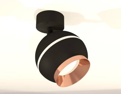 Комплект поворотного светильника с дополнительной подсветкой XM1102005 SBK/PPG черный песок/золото розовое полированное MR16 GU5.3 LED 3W 4200K (A2210, C1102, N7035)