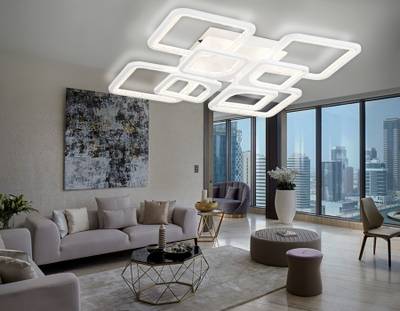 Светильник потолочный светодиодный с пультом FA4423/4+4 WH белый 150W 3000K+6400K/4200K/6400K+3000K 580*580*120 (ПДУ ИК)