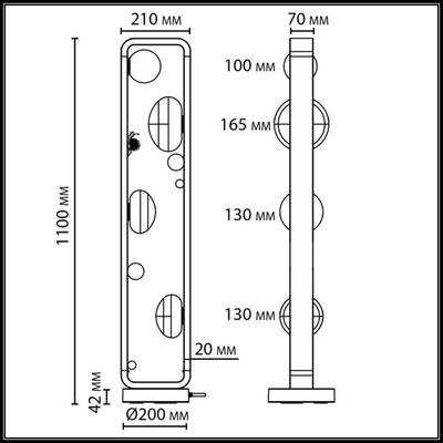 5434/4FB NATURE ODL_EX26 черный/золотистый/хром/металл/акрил/декор металл Уличный наземный светильник-торшер 110см IP54 G9 4*15W max LUMA