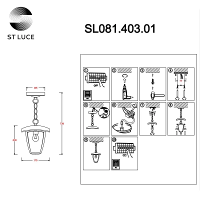 SL081.403.01 Светильник уличный подвесной ST-Luce Черный/Черный, Прозрачный E27 1*40W
